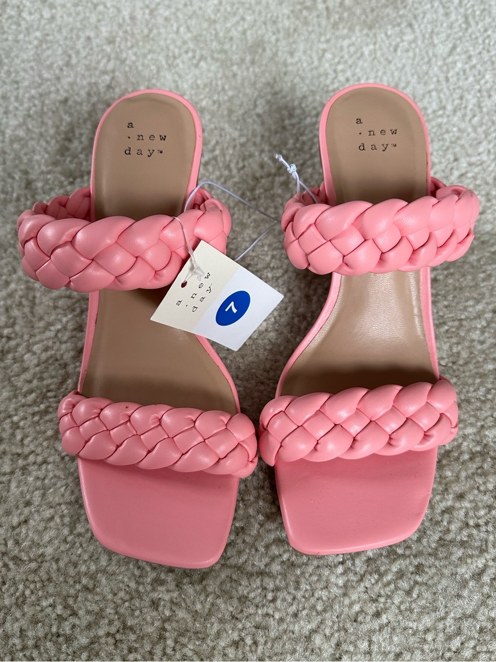 NWT A New Day Pink Braided Heeled Sandals (size 7)